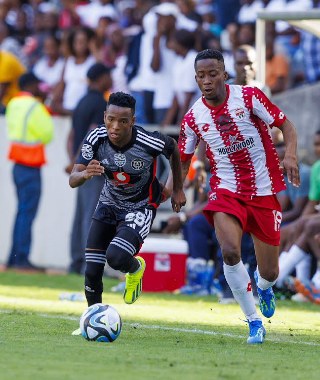 NELSPRUIT, SOUTH AFRICA - FEBRUARY 24: Relebohile Mofokeng of Orlando Pirates during the Nedbank Cup, Last 32 match between Crystal Lake FC and Orlando Pirates at Mbombela Stadium on February 24, 2024 in Nelspruit, South Africa. (Photo by Dirk Kotze/Gallo Images)