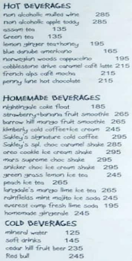 Sakley's The Mountain Cafe menu 2