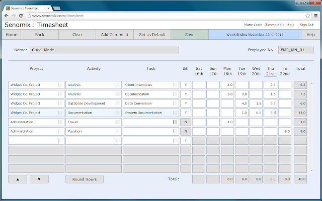 Senomix Time Tracking chrome extension