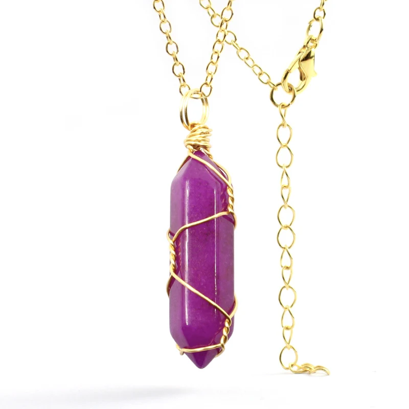 Title 17, Handgewikkelde hexagonale kolom kristal ketting...