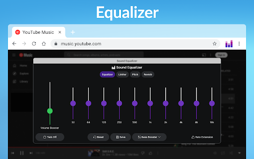 Bass booster y ecualizador de sonido con géneros