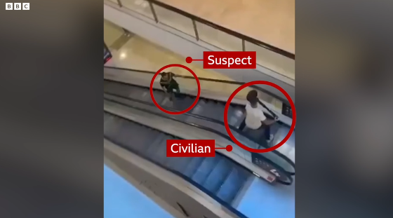 Screenshot of a viral video showing Damien Guerot confronting the attacker
