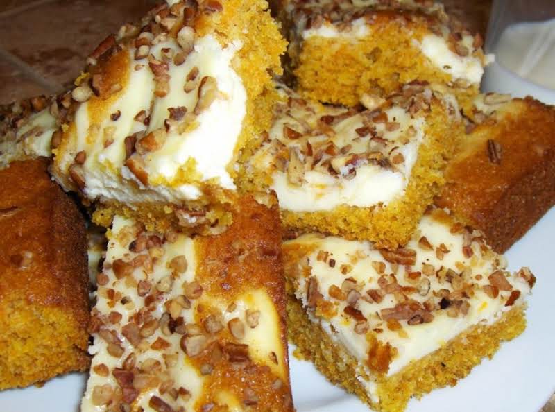 These Are Moist And Creamy Pumpkin Bars. They Go Fast, But Just In Case ... You Might Want To Keep Them Refrigerated, Due To The Cream Cheese. Enjoy!