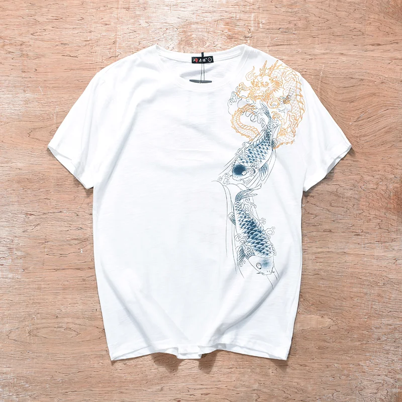 Title 6, T-shirt manches courtes Dragon brodé Heavy Indu...