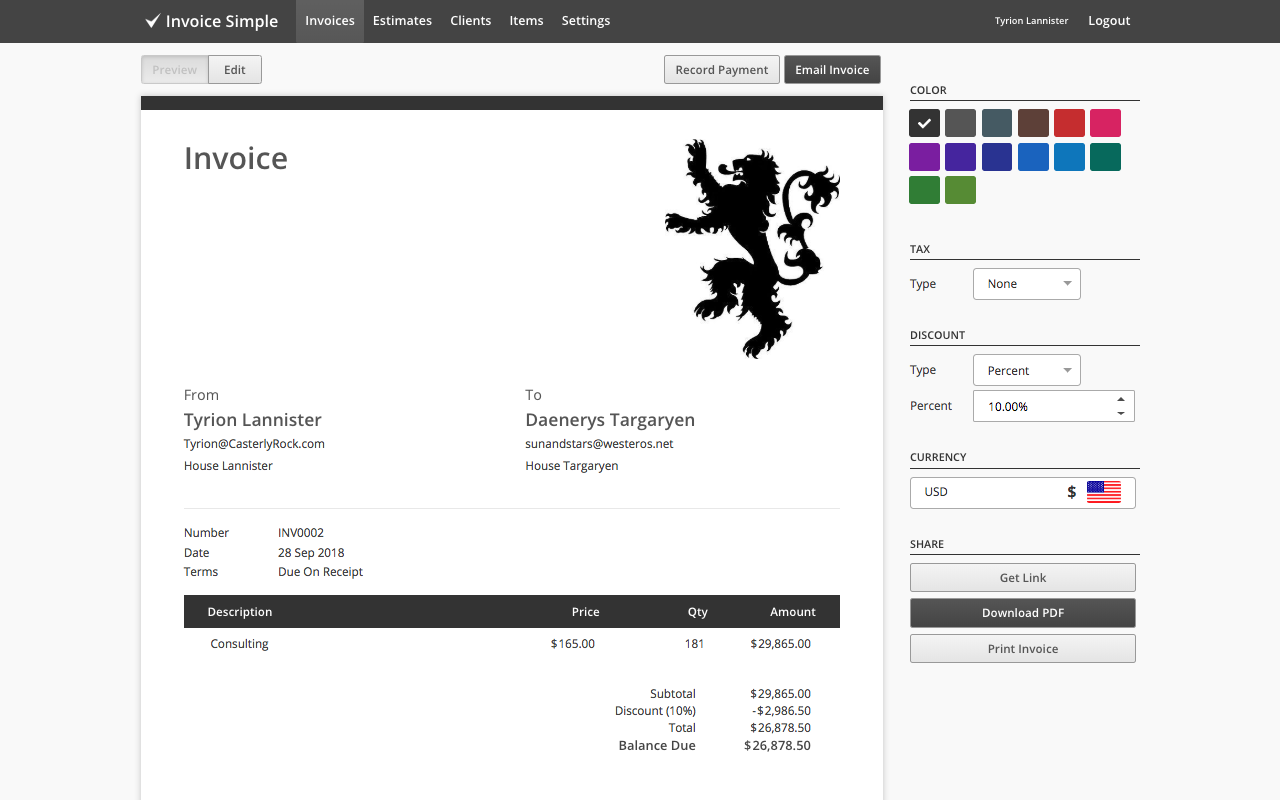 Invoice Simple Preview image 2