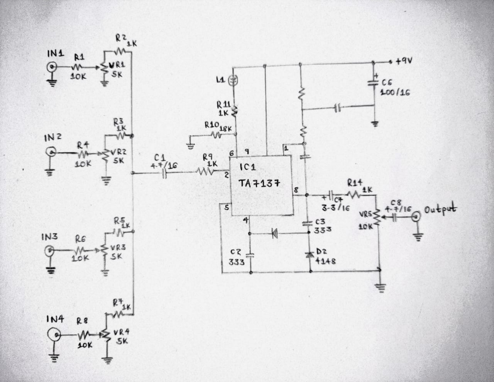 Micro mixer circuit diagram using TA7137