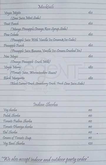 The Regent Veg Restaurant menu 