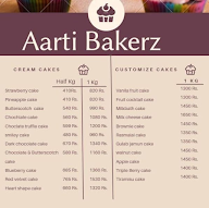 Aarti Bakerz menu 1