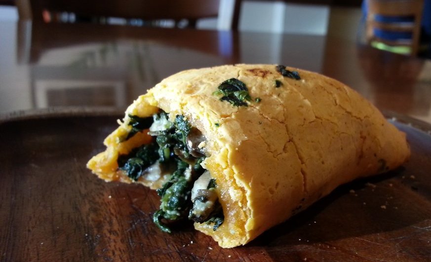 Spinach and mushroom empanada