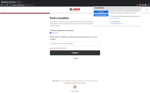 TurboVax chrome extension