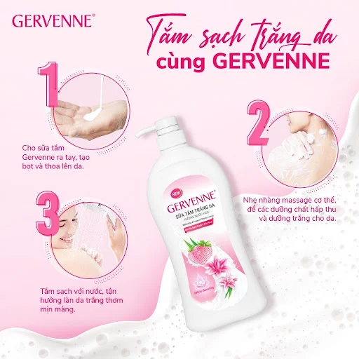 Sữa tắm Gervenne Dâu bạch tuyết & Lily hồng 900g