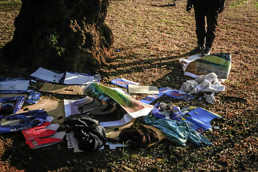 Clothes and belongings of the man known as Rasta who was killed at Magnolia Dell on June 8.