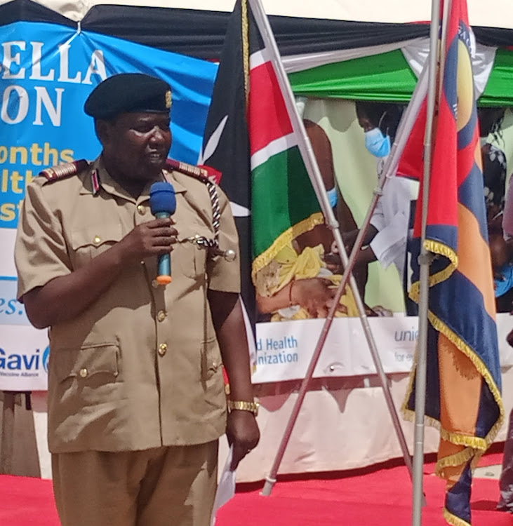 Garissa county commissioner Boaz Cherutich speaking