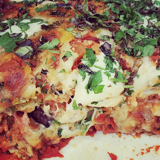 Melty cheese in eggplant parm!