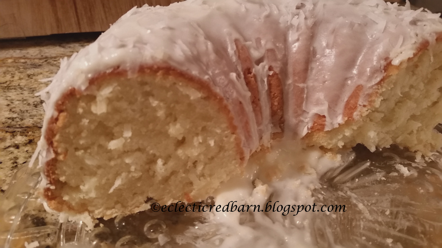 Eclectic Red Barn: Coconut Bundt Cake sliced