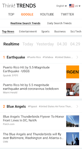 Realtime Search Trends YouTube,Google,Twitter