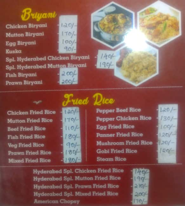 Al Hyderabad Biriyani & Fast Food menu 