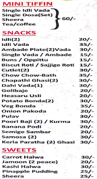 Shri Devi Canteen menu 1