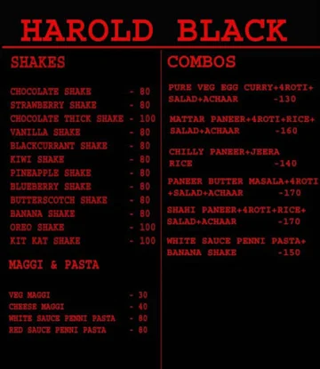 Harold Black menu 