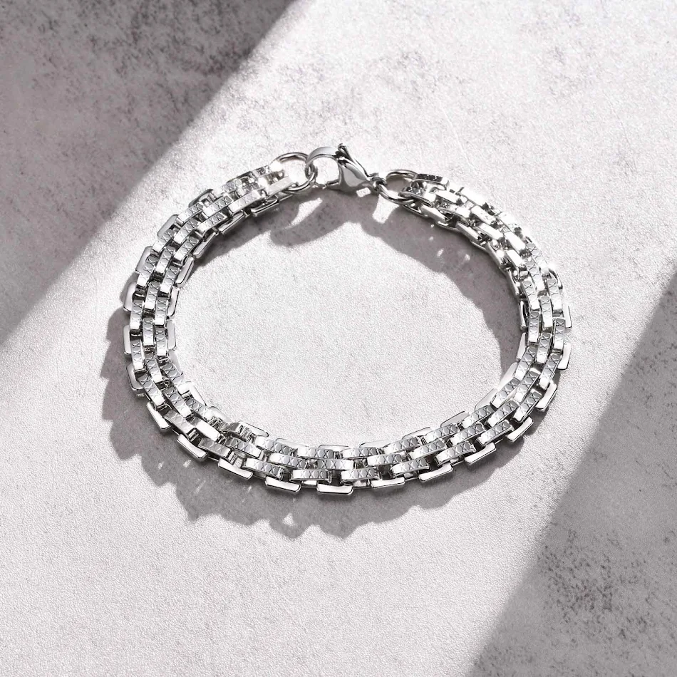 Bracciale Minimalista Creativo da Uomo in Acciaio Inossidabile, Design Elegante e Resistente, Perfetto per l'Uso Quotidiano e come Regalo.