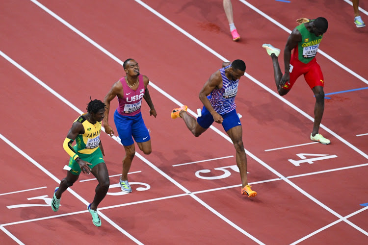 Antonio Watson of Jamaica wins the men's 400m final at the world championships in Budapest on Thursday.