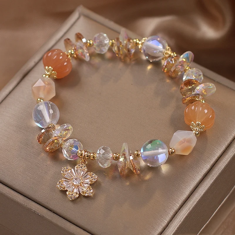 Ethno-Stil Natur Jinsi Jade Kürbisperlen Kristall Armband. Natürliche Schönheit & Glück durch dieses einzigartige Schmuckstück.