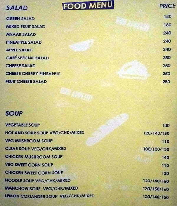 Calcutta Cafe menu 