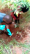 A 21-year-old mother points to a shallow grave where she had buried her two-week-old baby boy.