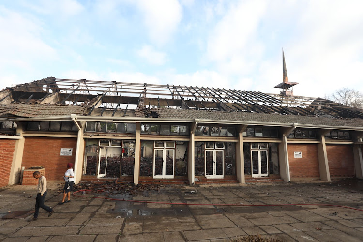 The gutted remains of an examination hall at the University of KwaZulu-Natal's Pietermaritzburg campus.