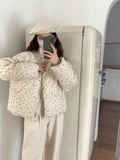 Title 7, Korean Style Floral Short Down Jacket for women...