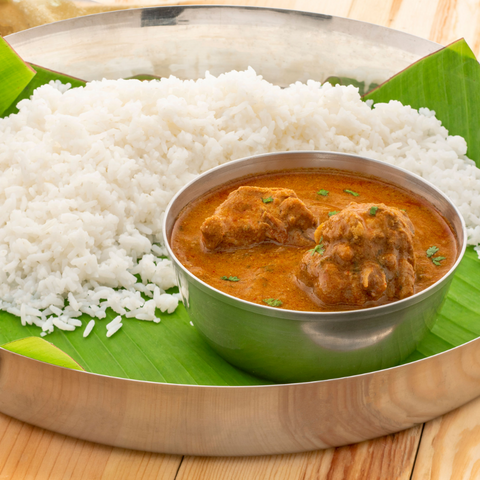 Andhra Chicken With Steamed Rice