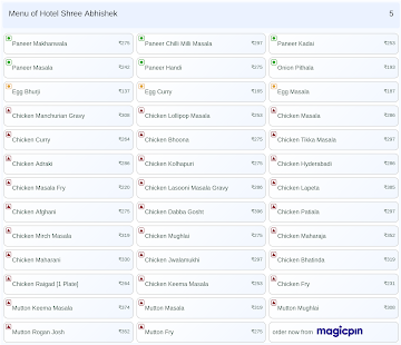 Hotel Shree Abhishek menu 