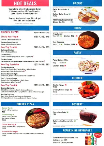 Domino's Pizza menu 