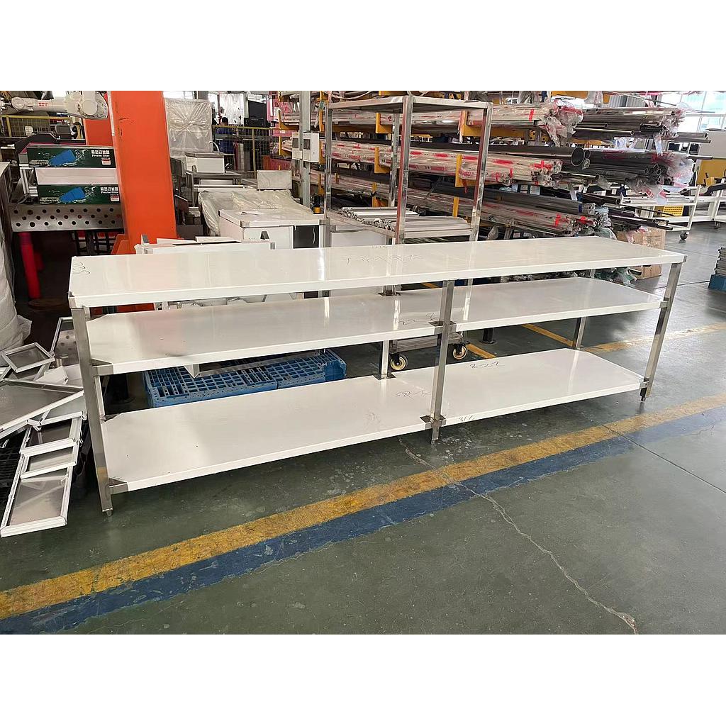 Ss Work Table W/3 Layer Shelves, L303*W65*H80+ 10cm, SUS 304