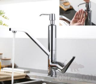 Two-in-one kitchen faucet capable of containing detergent