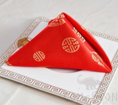 Napkin, Polyster, L48*W48cm, Wedding Red Dragon and Phoenix