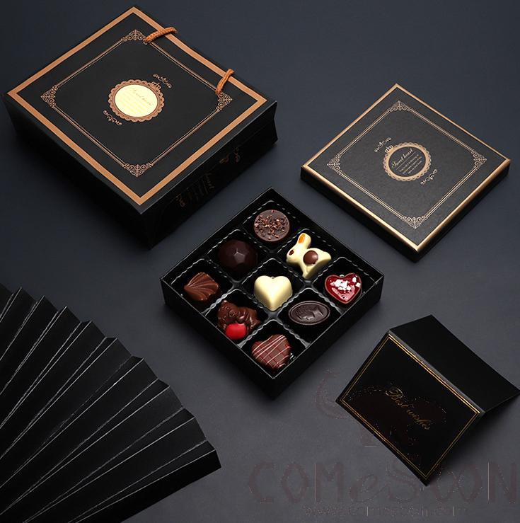 Chocolate Box, Cardboard+ Plastic, Black, L12.5*W12.5*H4cm