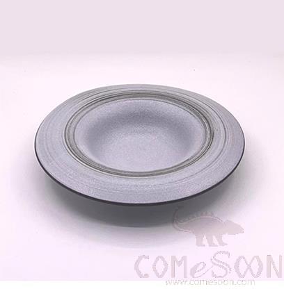 Black Clay White Glaze Series 9.5" Reverse Straw Hat Plate, Ø24.3*H4.3 cm