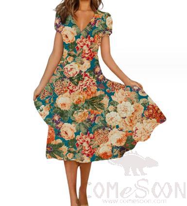 V-Neck Dress, Cotton, XXL