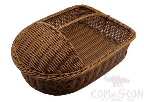 Imitation Rattan Steel Wire Shoe Basket, 3.0 Round Rattan+ Steel Ring, 42*30*14cm