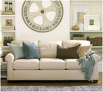 Carmen Fabric Three-Seat Sofa Suede White
