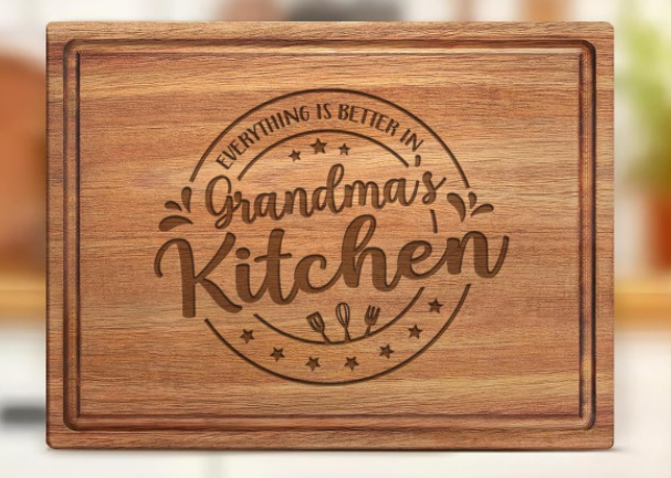 Bamboo Wood Cutting Board W/ Laser Engraving, L32*L23*H1.5cm