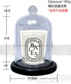 Pellet Glass Cover with Black Wood Base D10*13cm
