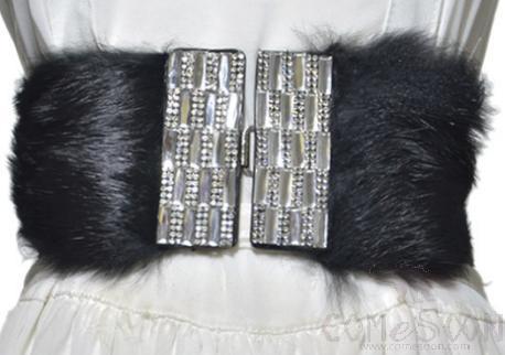 Belt-Elastic Band, Rabbit Hair, Imitation Leather