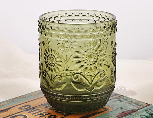 Colorful Emboss Water  Glass Cup  360ML Yellow