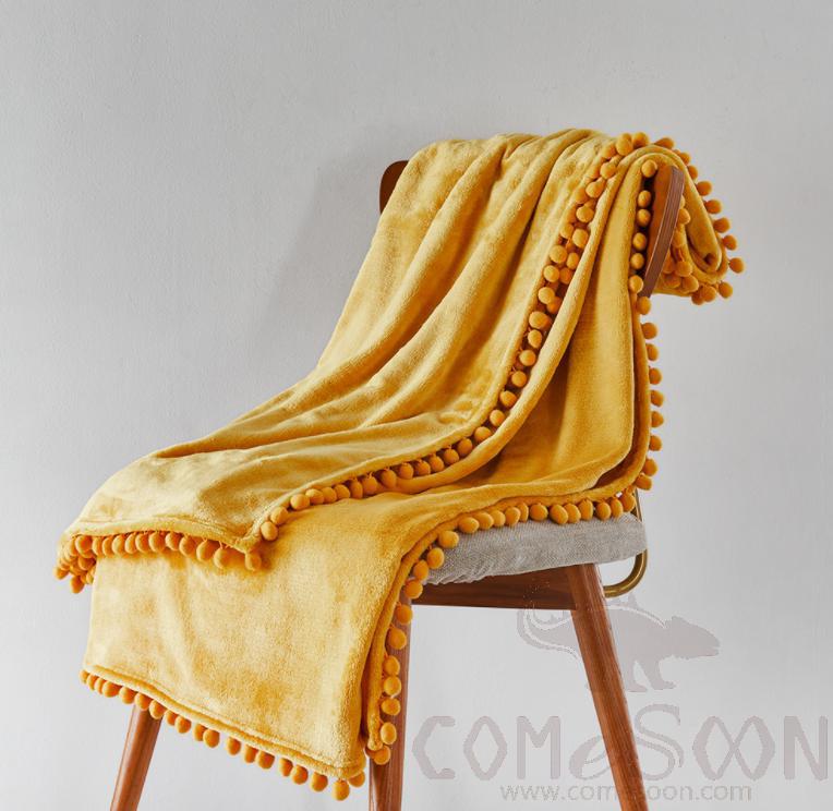 Blanket, Yellow, Flannel, Polyester 92%+ Spandex 8%, 230*230cm
