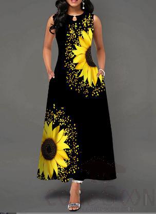 Maxi Dress, Polyester, XXXL