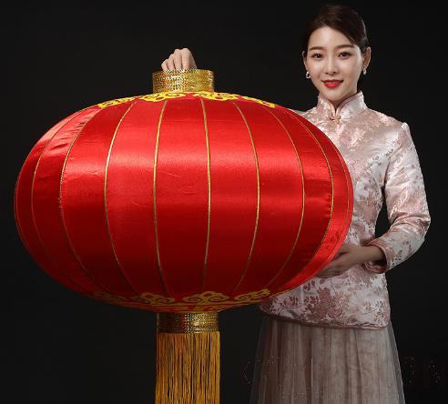 Iron Lantern, Satin Material, 80cm