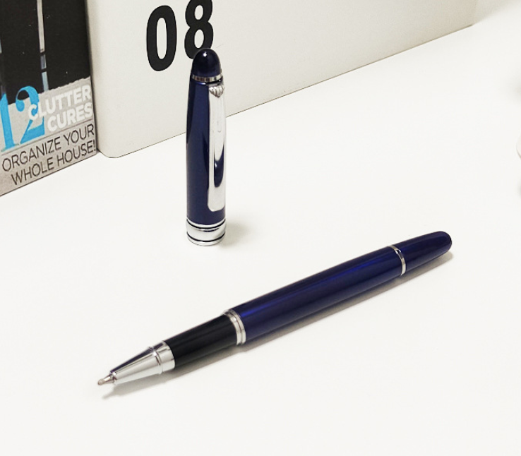 Metal Pen 140*10mm, Customized Blue Pen Body Color and One Color Logo