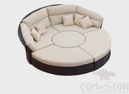 Outdoor Combination Bed-Φ200cm, High-Density Sponge, Φ200cm